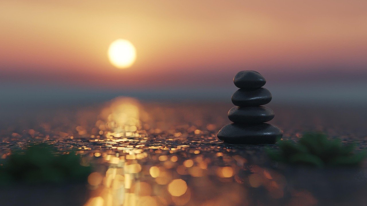 A deep dive into the mind sunset, stones, sea, meditation, relaxation, nature, orange, water